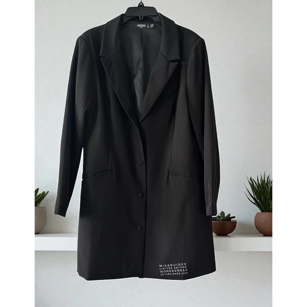 Missguided Women Black Coat 14 Limited Winter Formal Outerwear Professional Work